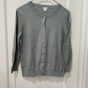 J. Crew women large Clare cardigan gray button cardigan sweater